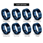 font options for inside engraving on blue skier pack rings