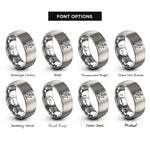 font options for inside engraving on grey skier pack rings