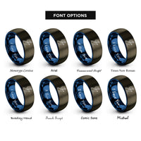 font options for inside engraving on gunmetal & blue skier pack rings