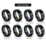 font options for inside engraving on gunmetal & blue skier pack rings