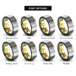 font options for inside engraving on gold & blue & silver skis poles rings