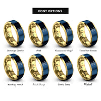 font options for inside engraving on gold & blue skis poles rings