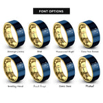 font options for inside engraving on gold & blue skis poles rings