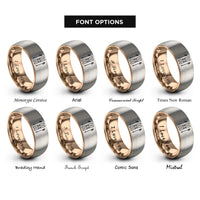 font options for inside engraving on rose gold & silver skis poles rings