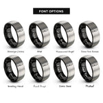 font options for inside engraving on black & silver skiving knife rings