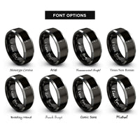 font options for inside engraving on black & grey skiving knife rings