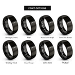 font options for inside engraving on black skiving knife rings