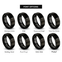 font options for inside engraving on black skiving knife rings