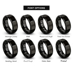 font options for inside engraving on black skiving knife rings