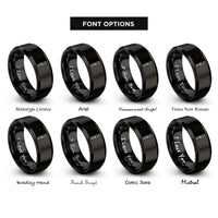 font options for inside engraving on black skiving knife rings