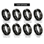 font options for inside engraving on black & grey skull rings