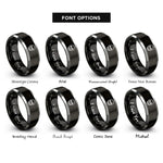font options for inside engraving on black & grey skull rings