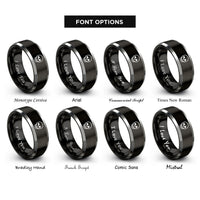 font options for inside engraving on black & grey skull rings