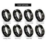 font options for inside engraving on black & grey skull rings