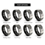 font options for inside engraving on black & silver skull coffin rings