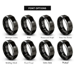 font options for inside engraving on black & silver skull coffin rings