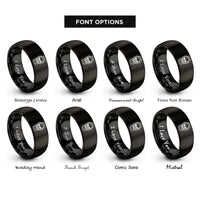font options for inside engraving on black skull coffin rings
