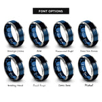 font options for inside engraving on blue & silver skull compass rings