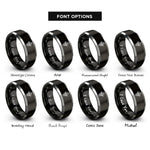 font options for inside engraving on black & silver skull cross rings