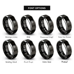 font options for inside engraving on black & gray skull crossbones rings