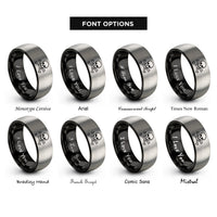 font options for inside engraving on black & gray skull crossbones rings