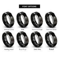font options for inside engraving on black & silver skull crossbones rings