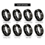 font options for inside engraving on black & gray skull crossed cleavers rings