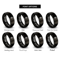 font options for inside engraving on black skull crossed cleavers rings