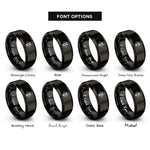 font options for inside engraving on black skull crossed cleavers rings