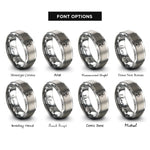 font options for inside engraving on gray skull crossed cleavers rings