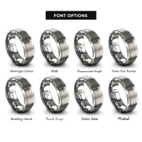 font options for inside engraving on gray skull crossed cleavers rings