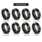 font options for inside engraving on black & silver skull crossed swords rings