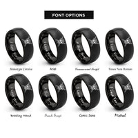 font options for inside engraving on black skull crossed swords rings