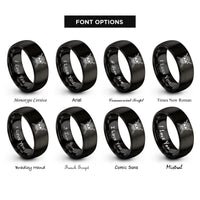 font options for inside engraving on black skull crossed swords rings