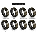 font options for inside engraving on gunmetal & black skull crossed swords rings