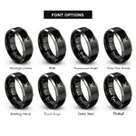 font options for inside engraving on black & grey skull crossed wrenches rings