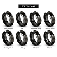 font options for inside engraving on black & grey skull crossed wrenches rings