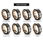 font options for inside engraving on black & rose gold & silver skull crossed wrenches rings