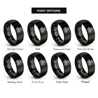 font options for inside engraving on black skull crown roses rings