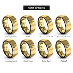 font options for inside engraving on black & gold skull dripping candle rings