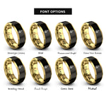 font options for inside engraving on black & gold skull dripping candle rings
