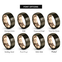 font options for inside engraving on gunmetal & rose gold skull dripping candle rings