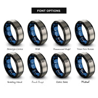 font options for inside engraving on black & blue & silver skull emblem dagger rings