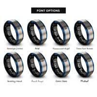 font options for inside engraving on black & blue & gray skull emblem dagger rings