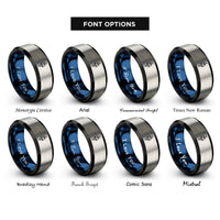 font options for inside engraving on black & blue & grey skull emblem dagger rings