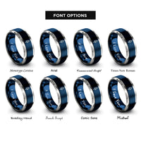 font options for inside engraving on blue & grey skull emblem dagger rings