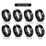 font options for inside engraving on black & grey skull flying bats rings