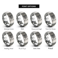 font options for inside engraving on silver skull flying bats rings