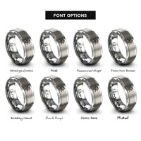 font options for inside engraving on gray skull flying bats rings