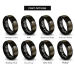 font options for inside engraving on gunmetal & black skull flying bats rings